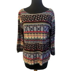 Rafaela Grommet Women's Tunic Blouse 3/4 Sleeve, Size Large